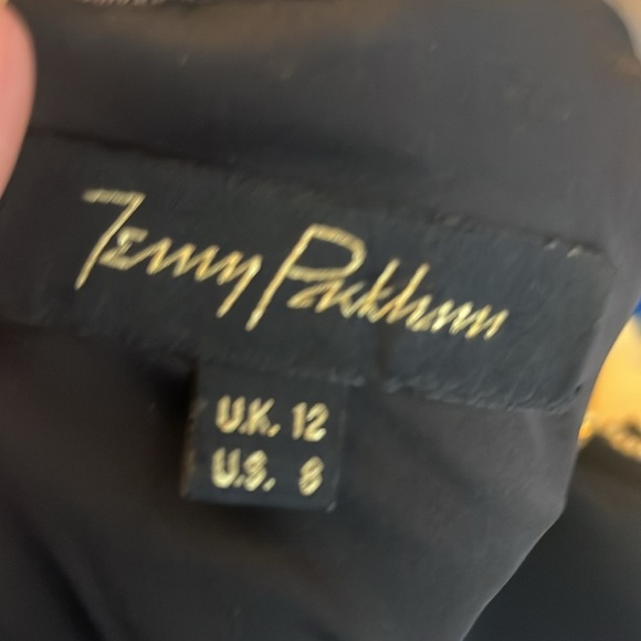 Jenny Packham Cocktail Dress Jeweled Neckline Short Sleeves Black Size 12 - Picture 9 of 9